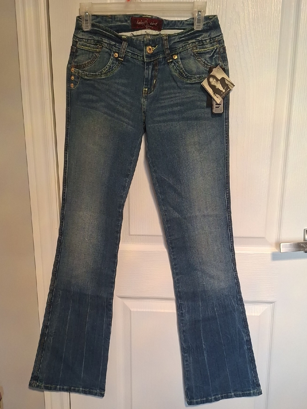 Baby Phat Vintagw  Medium Blue Flared Jeans with Subtle Whiskering